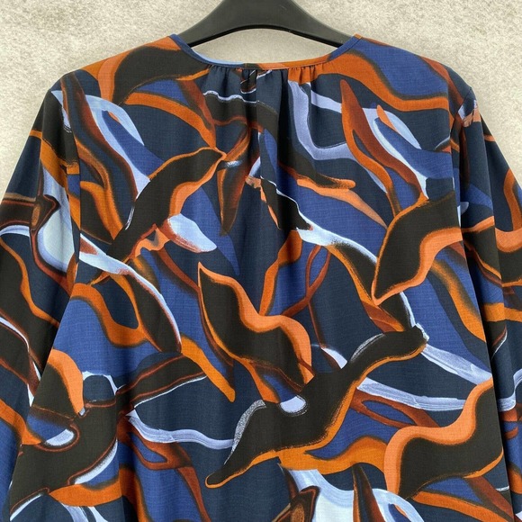 Nine West Blouse Womens XXL Button Up Geometric Career Flowy Top - Picture 11 of 16